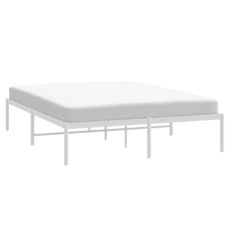 Cadre de lit métal sans matelas blanc 160x200 cm - 4