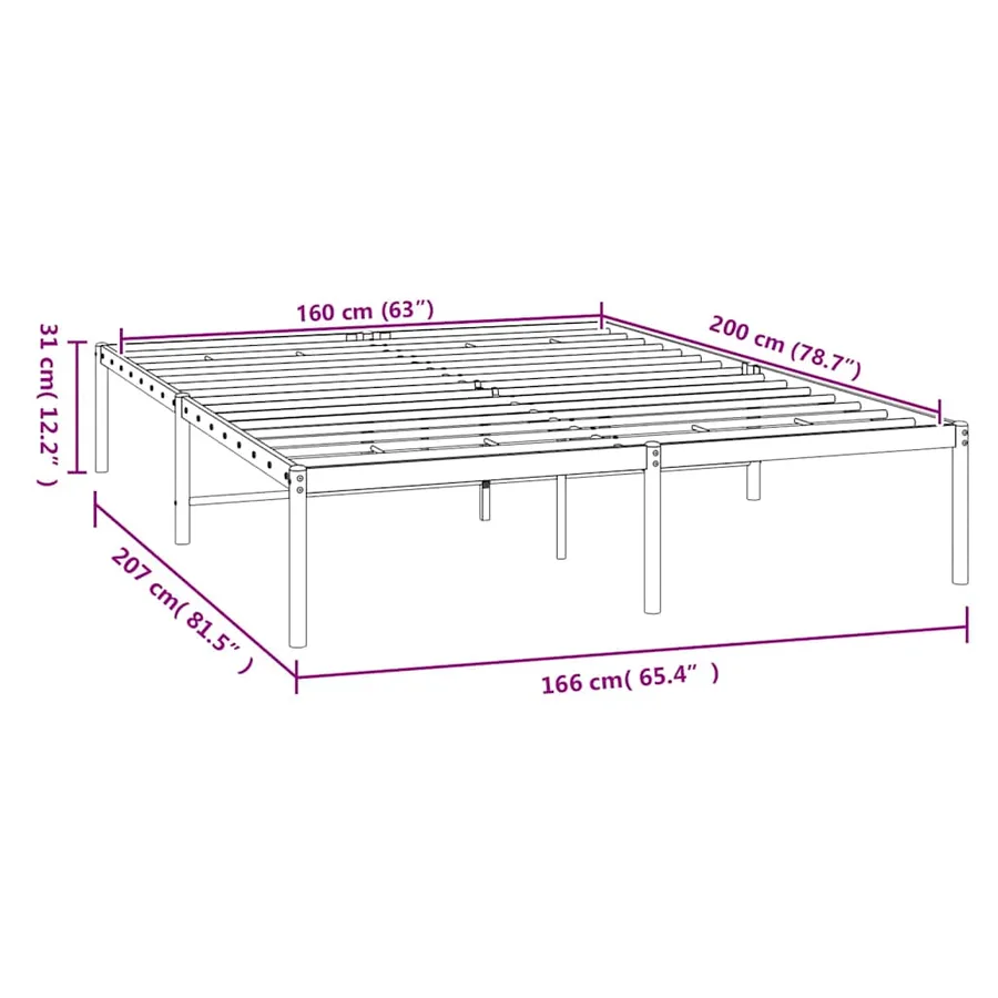 Cadre de lit métal sans matelas blanc 160x200 cm - 8