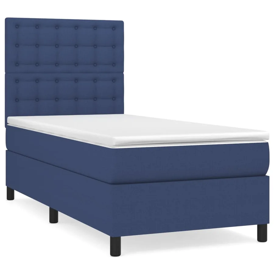Sommier à lattes de lit avec matelas Bleu 100x200 cm Tissu - 2