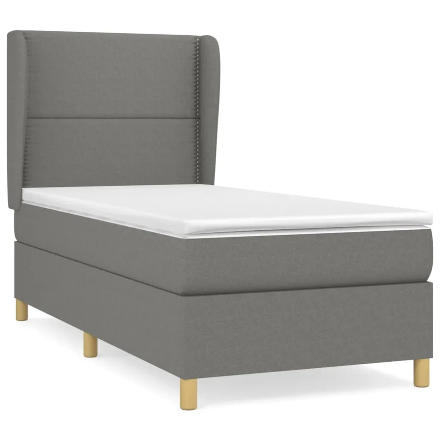 Sommier à lattes de lit et matelas Gris foncé 90x190 cm Tissu - 2