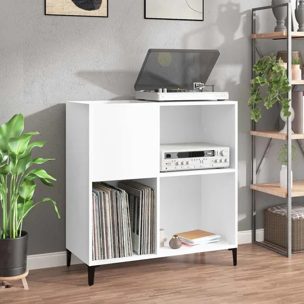 Armoire à disques blanc 84,5x38x89 cm bois d'ingénierie