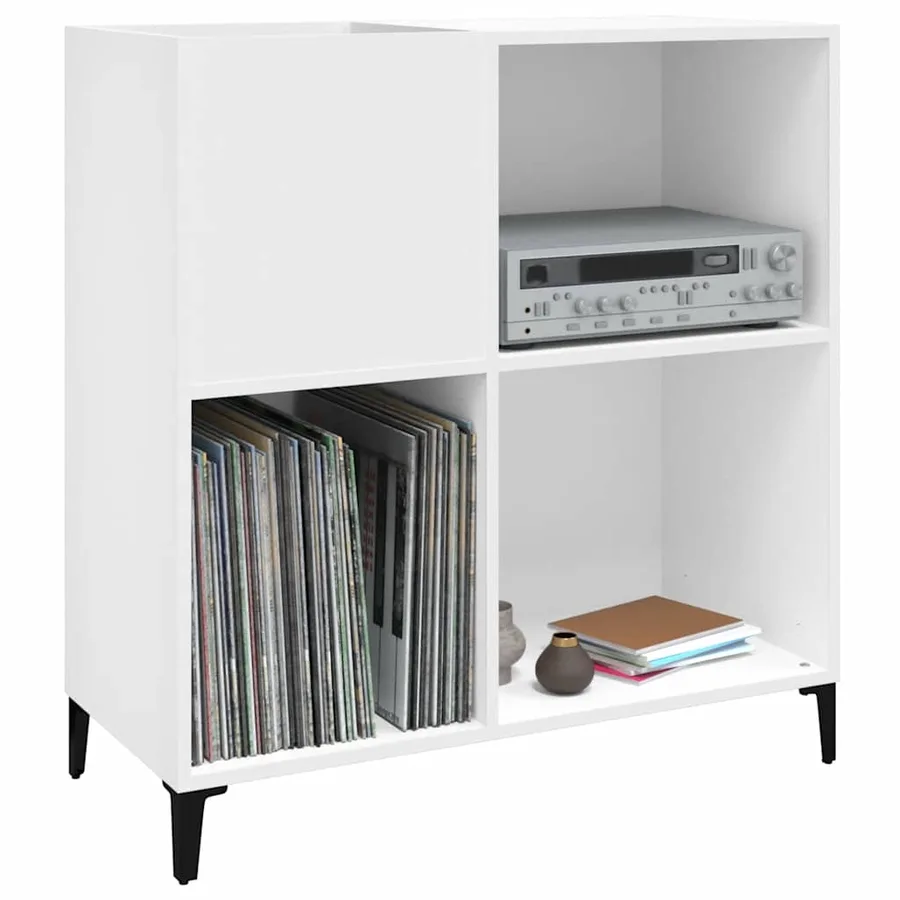 Armoire à disques blanc 84,5x38x89 cm bois d'ingénierie - 4