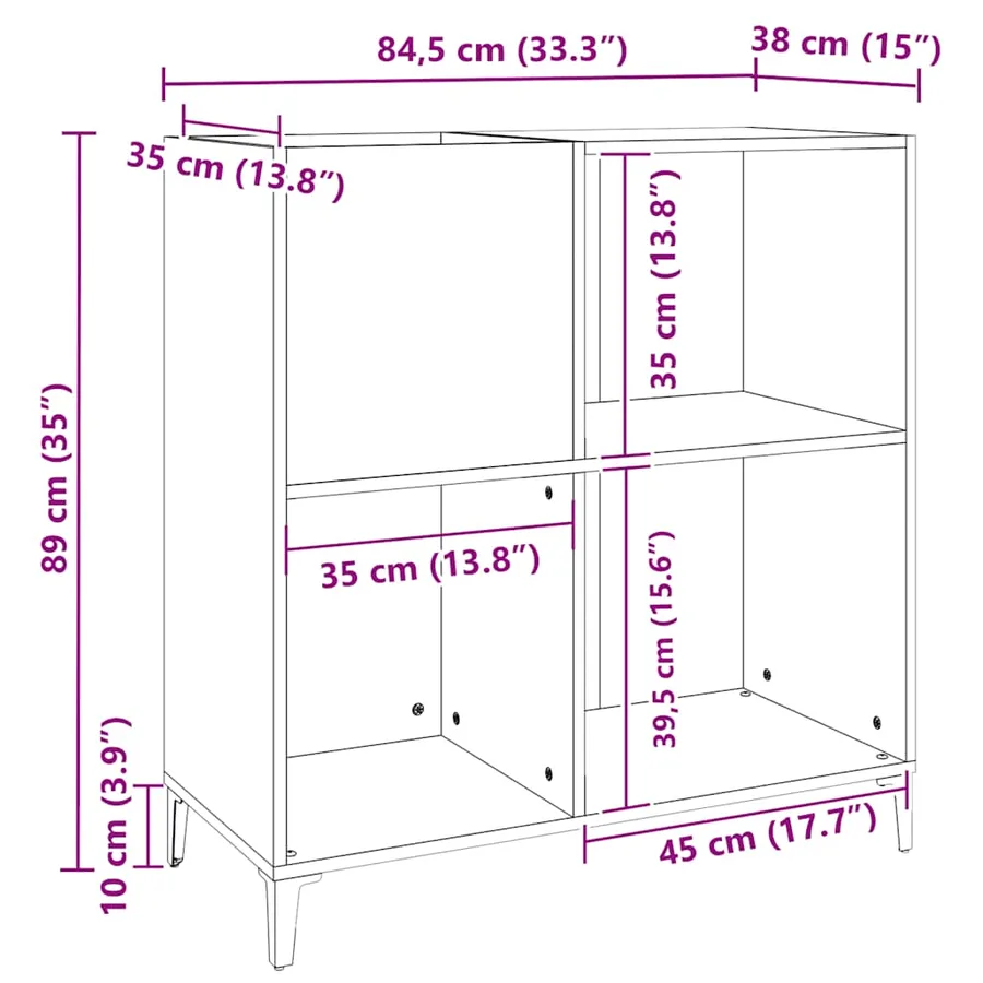 Armoire à disques blanc 84,5x38x89 cm bois d'ingénierie - 9