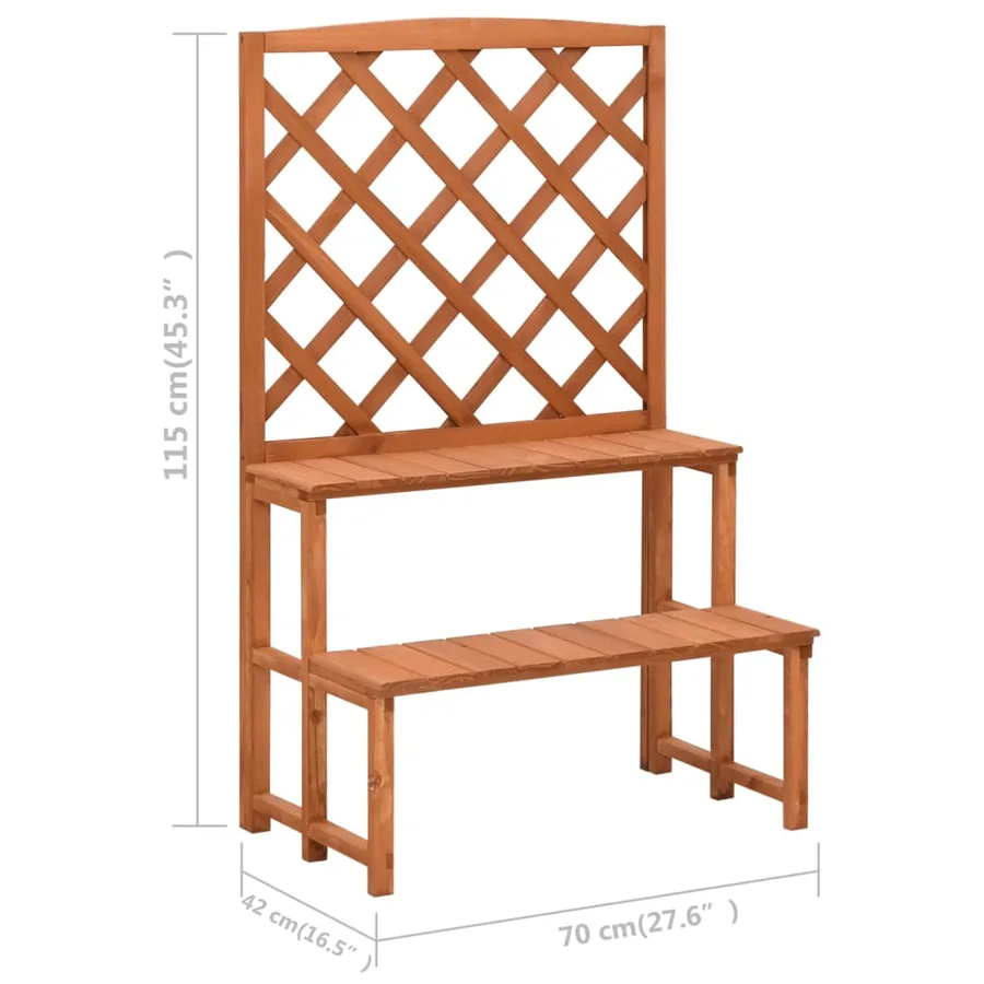 Support de plantes et treillis 70x42x115cm Bois de sapin massif - 6