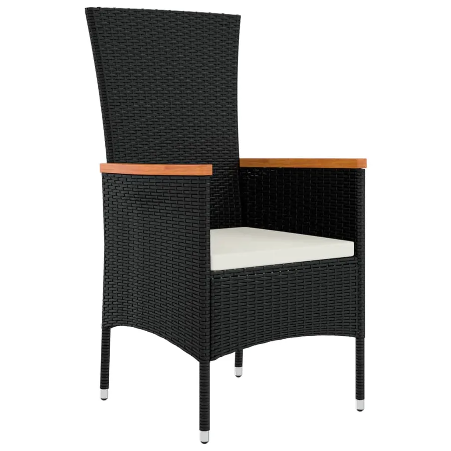 Ensemble à manger de jardin avec coussins 3 pcs Noir - 5