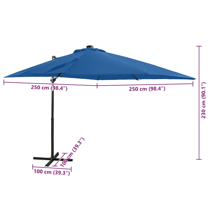 Parasol de jardin en porte-à-faux et mât et lumières LED - 11
