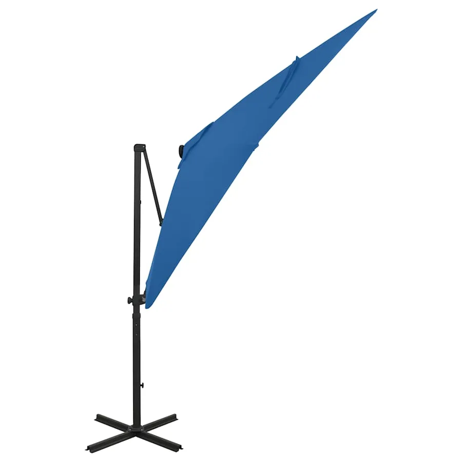 Parasol de jardin en porte-à-faux et mât et lumières LED - 2