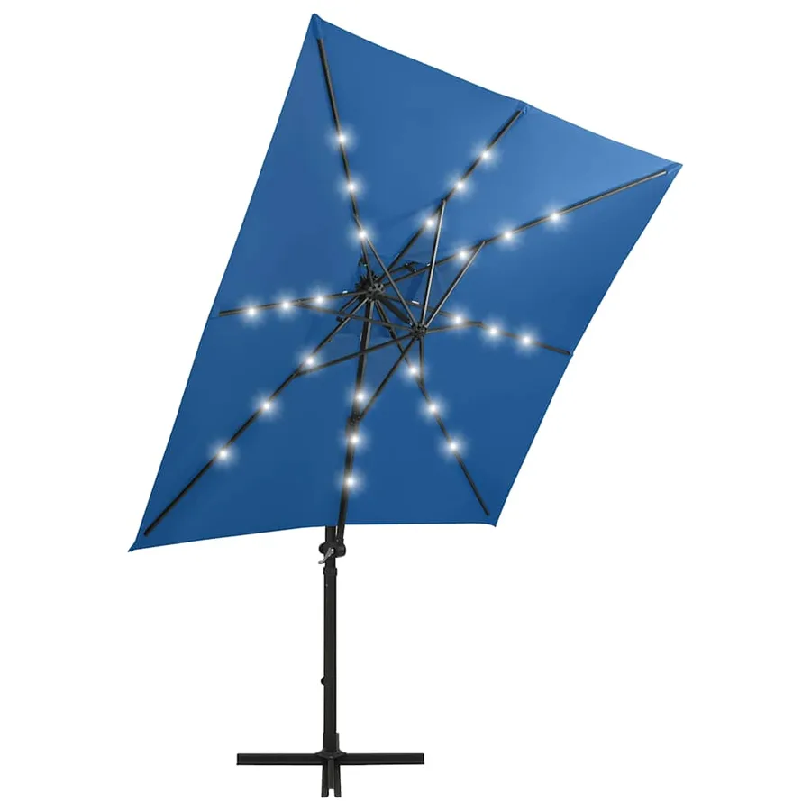 Parasol de jardin en porte-à-faux et mât et lumières LED - 3