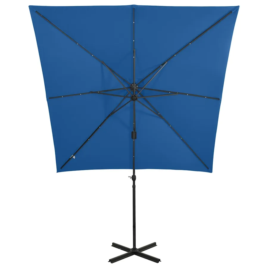 Parasol de jardin en porte-à-faux et mât et lumières LED - 5