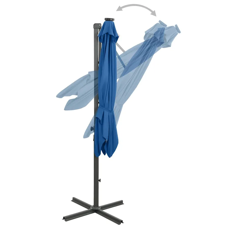 Parasol de jardin en porte-à-faux et mât et lumières LED - 6