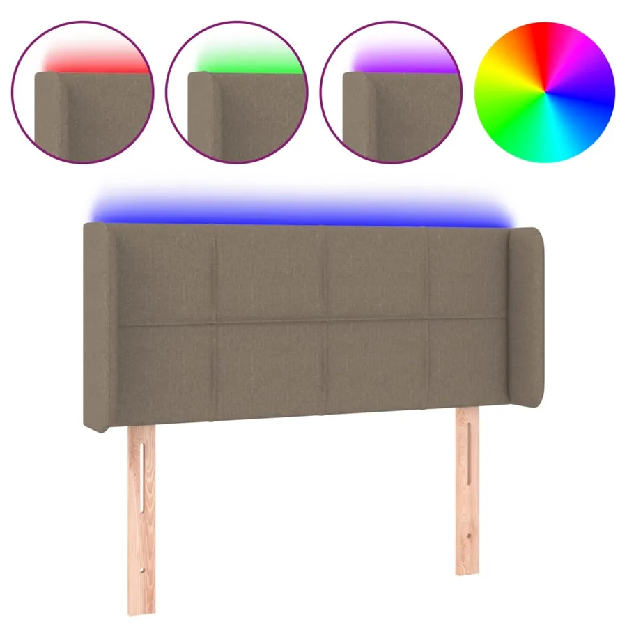Tête de lit à LED Taupe 93x16x78/88 cm Tissu - 2