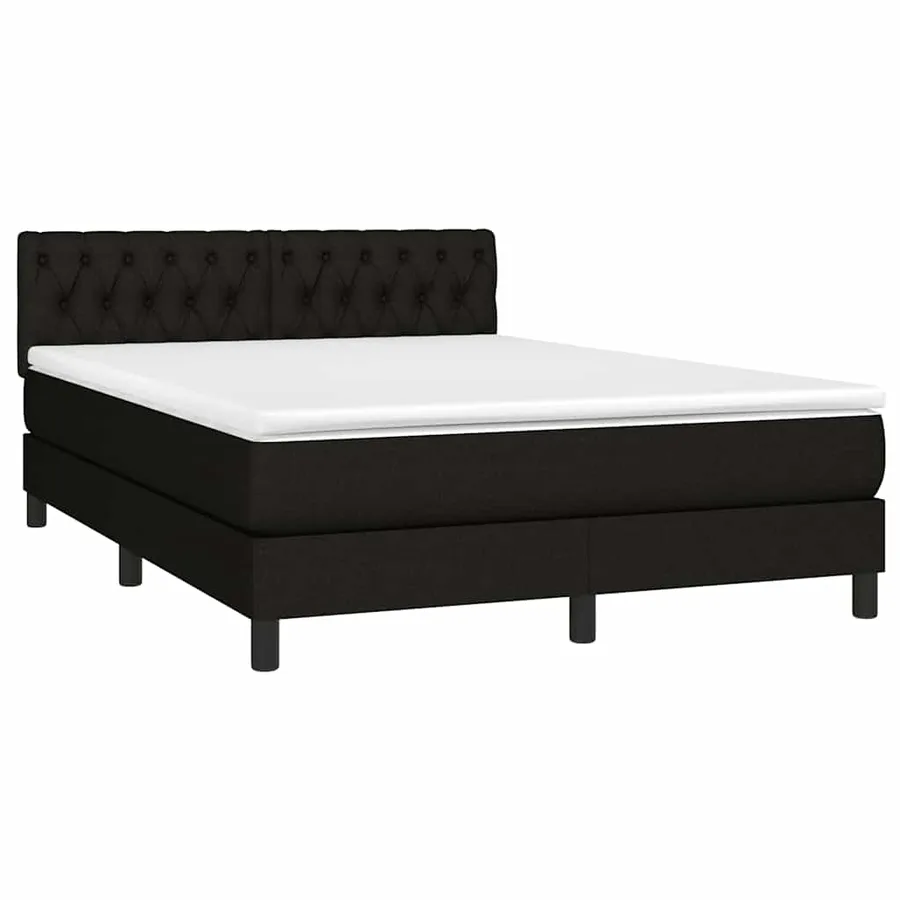 Sommier à lattes de lit avec matelas LED Noir 140x200 cm Tissu - 3