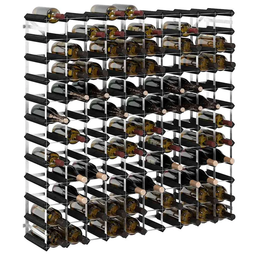 Casier à bouteilles pour 120 bouteilles Noir Bois de pin solide - 4