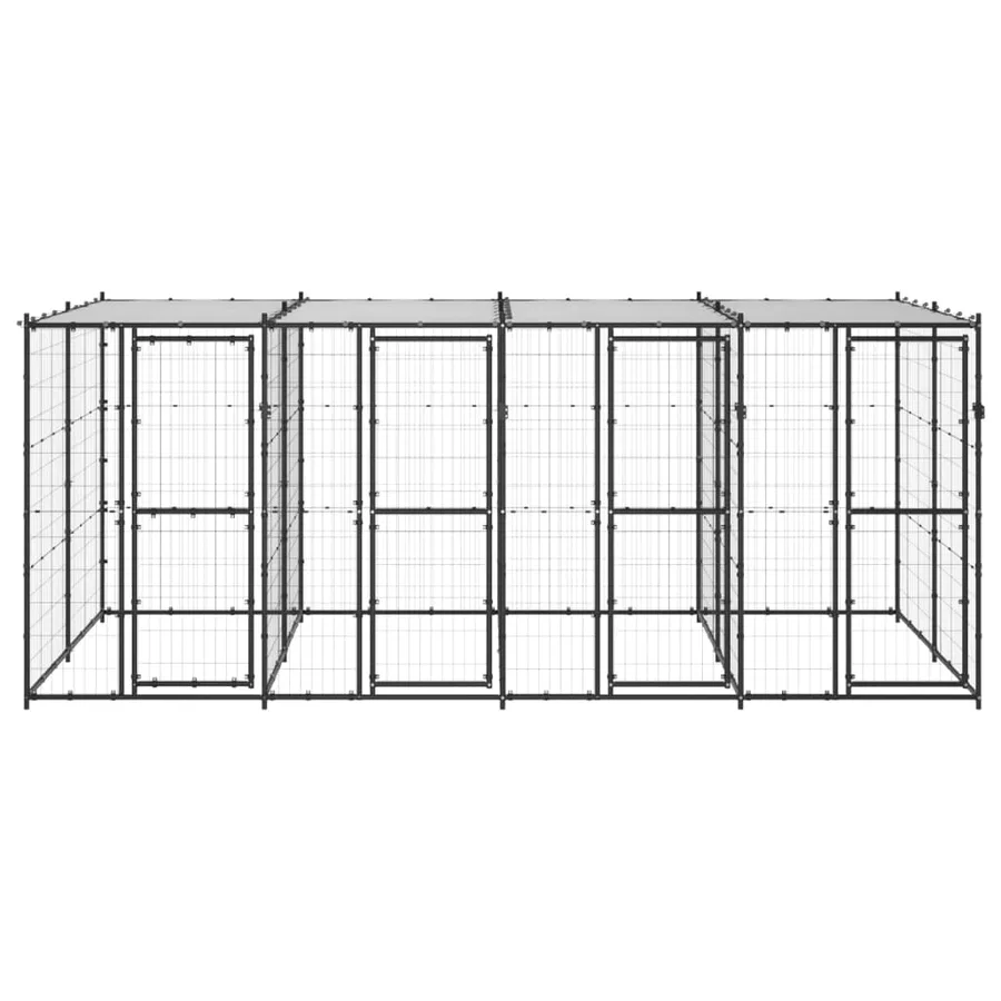 Chenil extérieur Acier avec toit 9,68 m² - 2