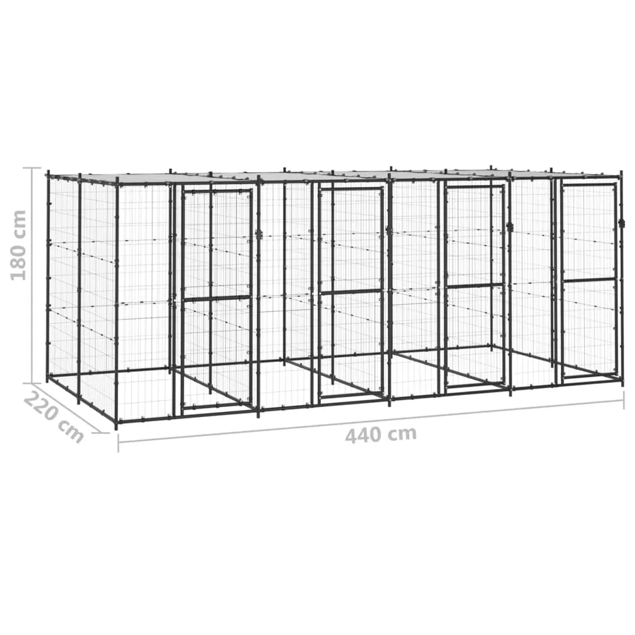 Chenil extérieur Acier avec toit 9,68 m² - 6