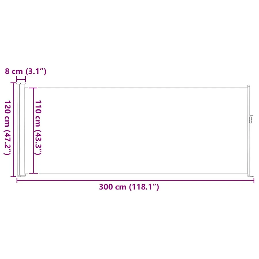 Auvent latéral rétractable 120 x 300 cm Noir - 13