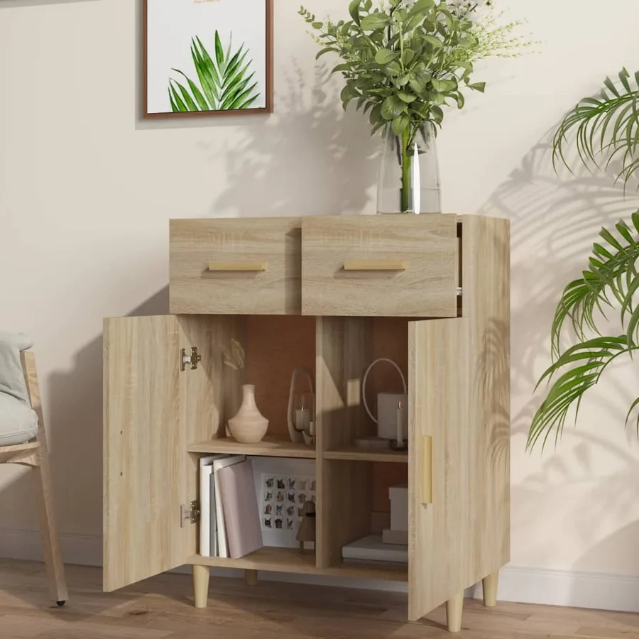 Buffet chêne sonoma 69,5x34x89 cm bois d'ingénierie - 6