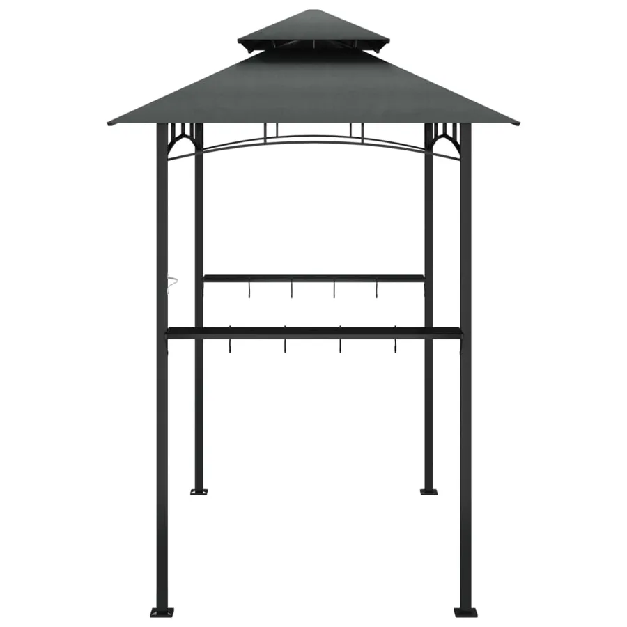 Gazebo BBQ et étagères latérales anthracite 240x150x243cm acier - 4