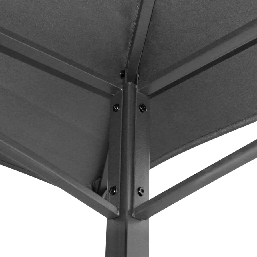 Gazebo BBQ et étagères latérales anthracite 240x150x243cm acier - 5
