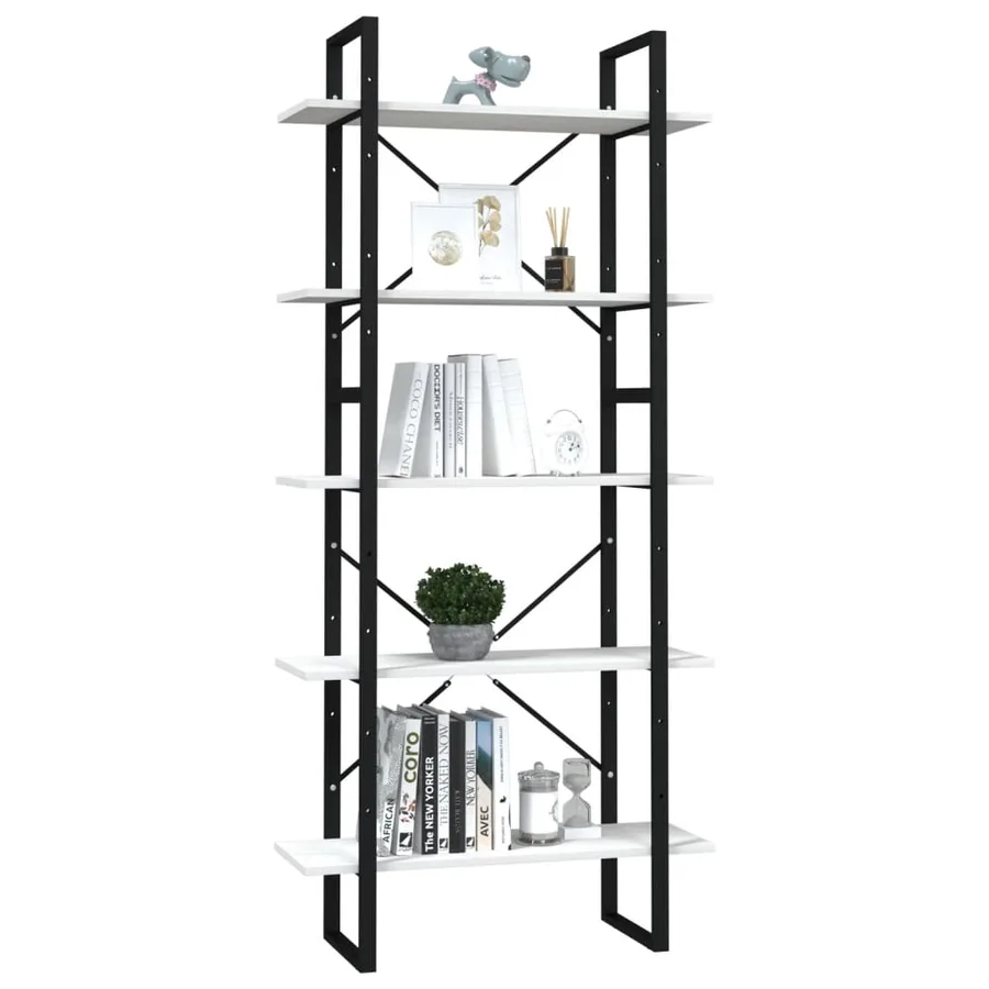 Bibliothèque à 5 niveaux Blanc 80x30x175 cm Bois de pin - 3