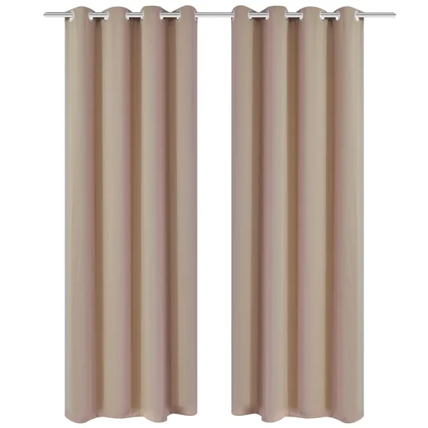 2 pcs Rideau Blackout Occultant Crème avec Œillets en métal 135x245cm