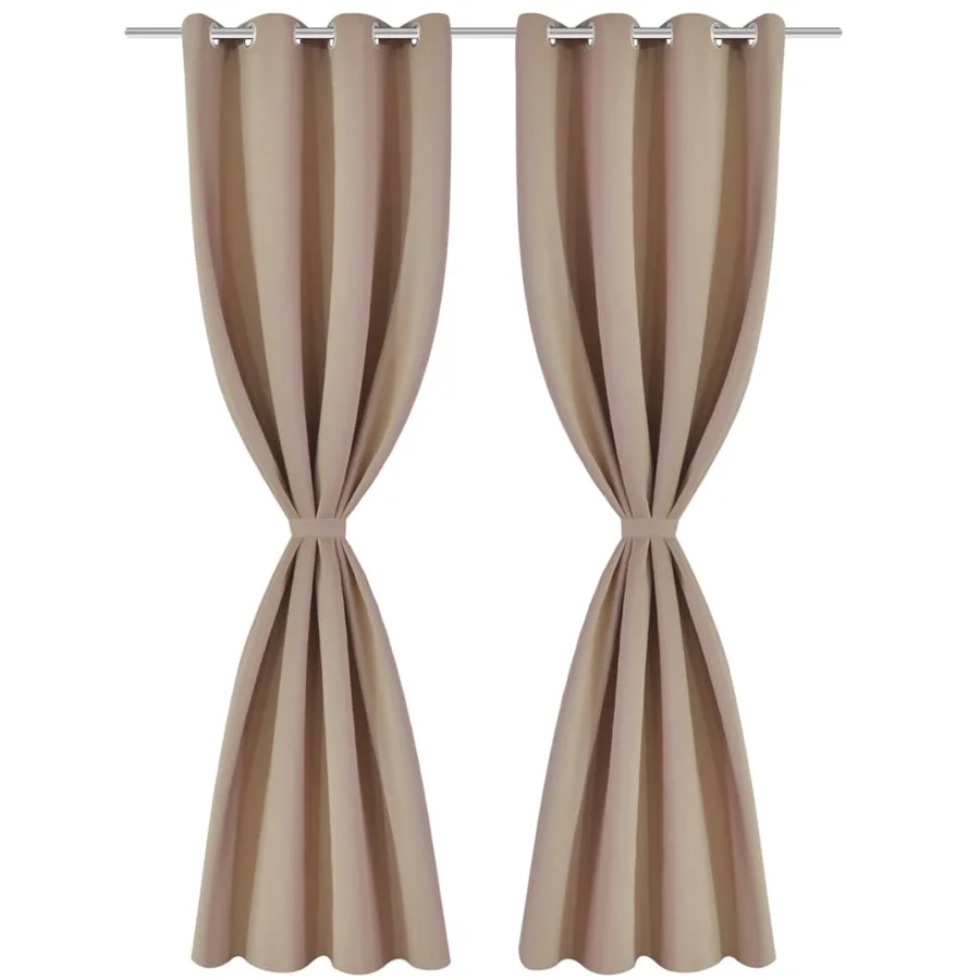 2 pcs Rideau Blackout Occultant Crème avec Œillets en métal 135x245cm - 2