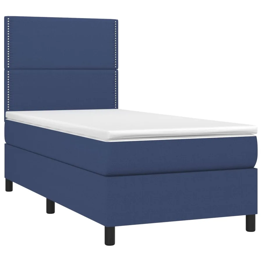Sommier à lattes de lit avec matelas Bleu 100x200 cm Tissu - 3