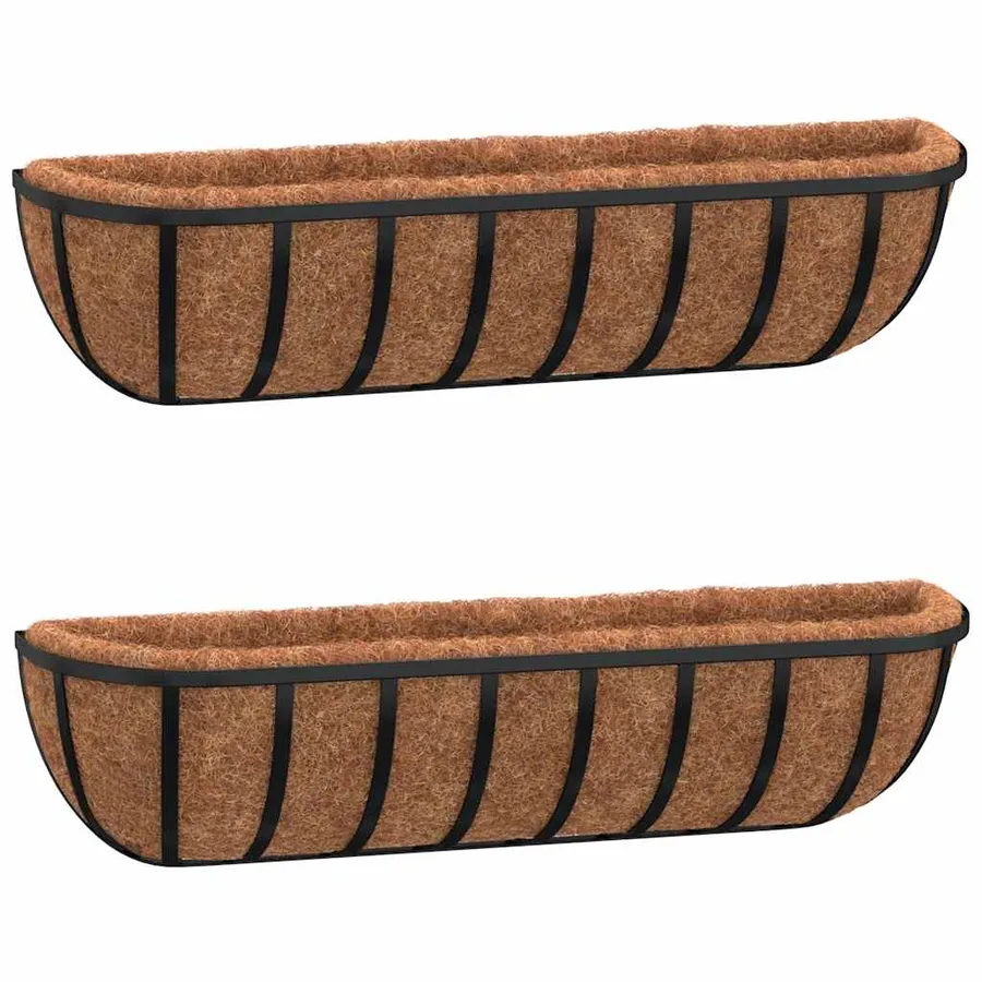 Jardinières murales 2 pcs en coco noir 61x19x16 cm acier - 2
