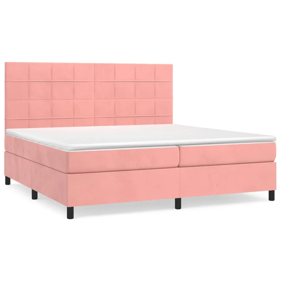 Sommier à lattes de lit avec matelas Rose 200x200 cm Velours - 2