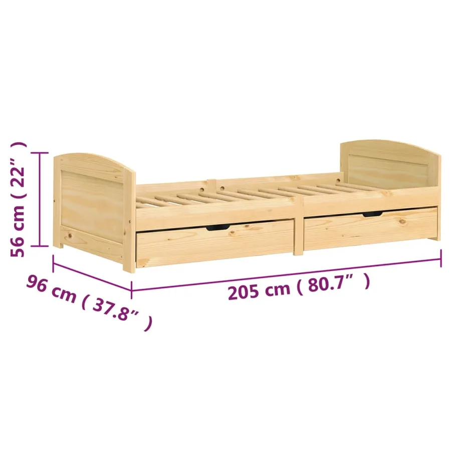 Lit de jour avec 2 tiroirs sans matelas IRUN 90x200 cm - 8