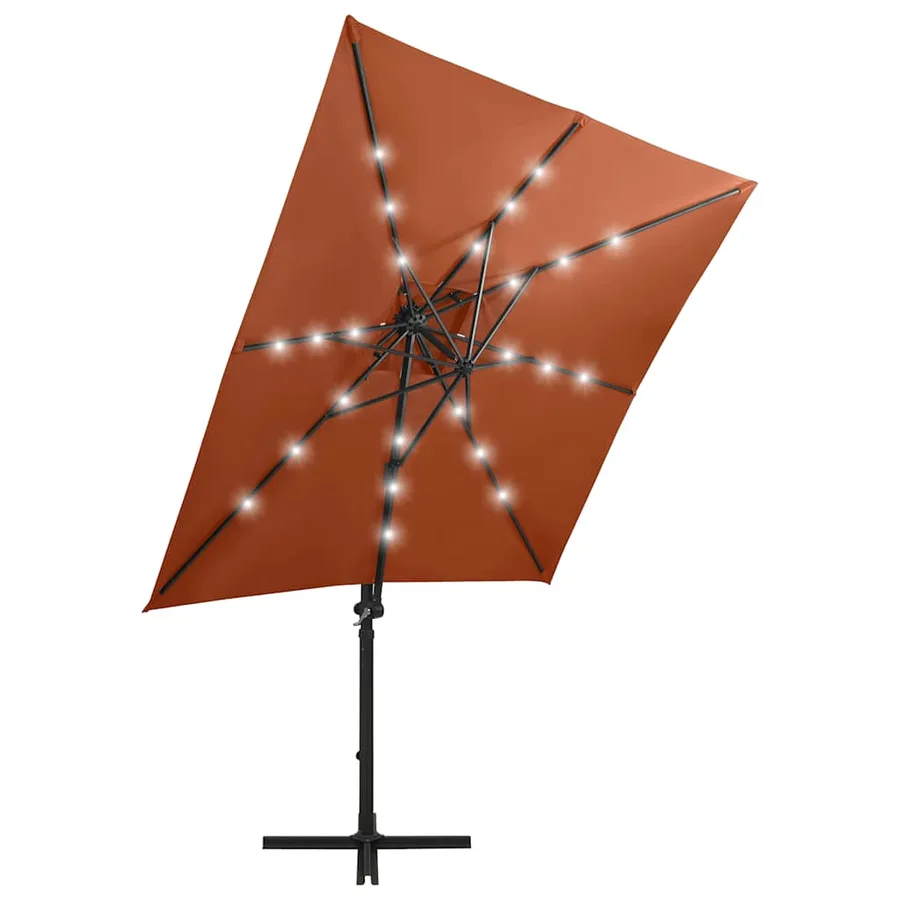 Parasol de jardin en porte-à-faux avec mât et lumières LED - 3