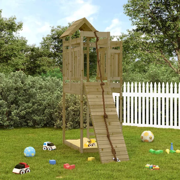 Maisonnette de jeu avec mur d'escalade bois de pin imprégné