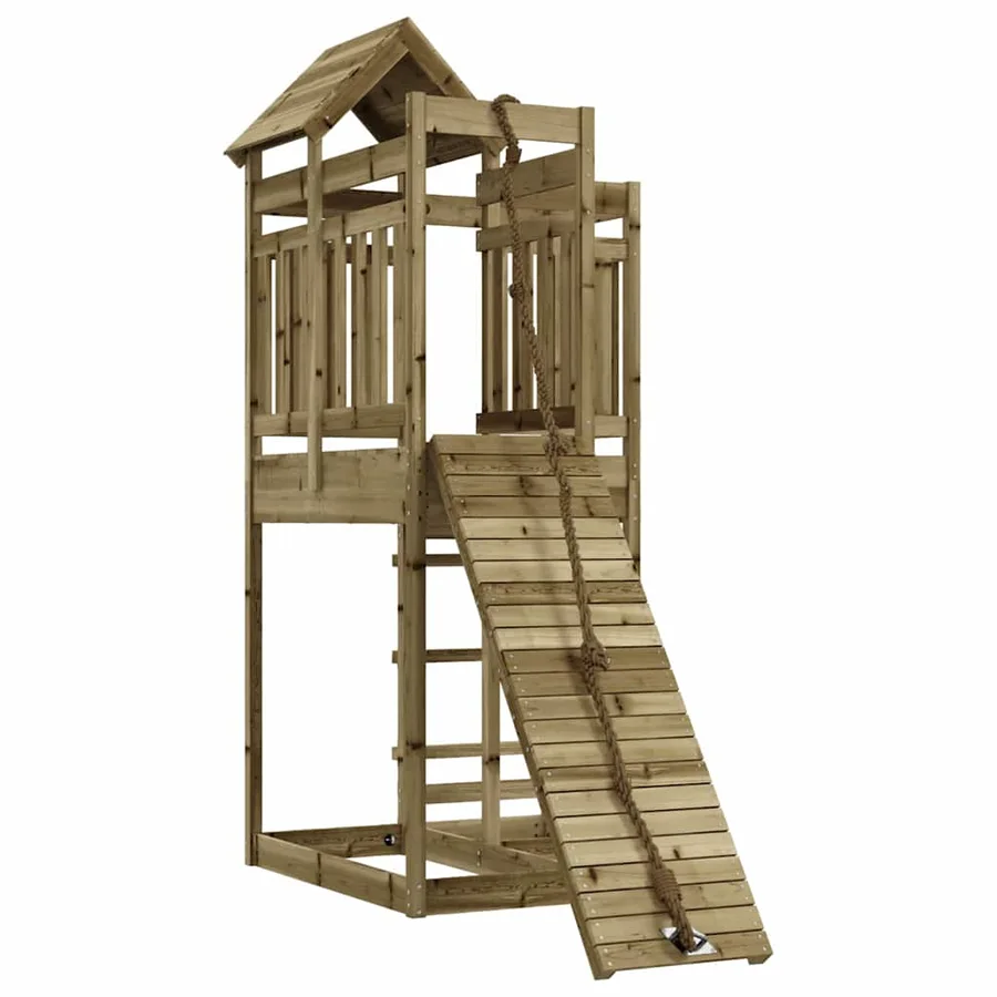 Maisonnette de jeu avec mur d'escalade bois de pin imprégné - 2