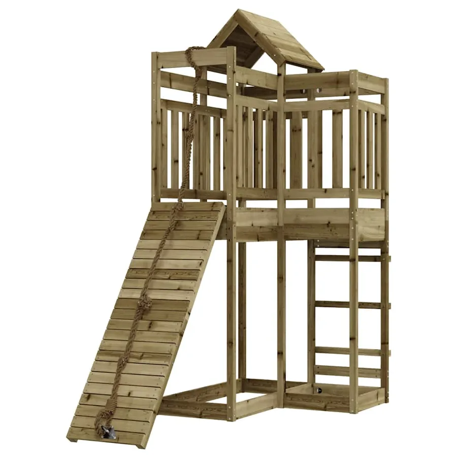 Maisonnette de jeu avec mur d'escalade bois de pin imprégné - 3