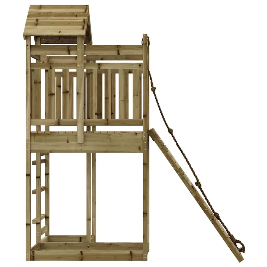 Maisonnette de jeu avec mur d'escalade bois de pin imprégné - 7