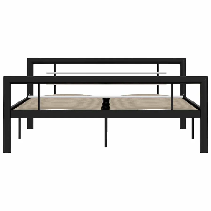 Cadre de lit sans matelas noir et blanc métal 140x200 cm - 3