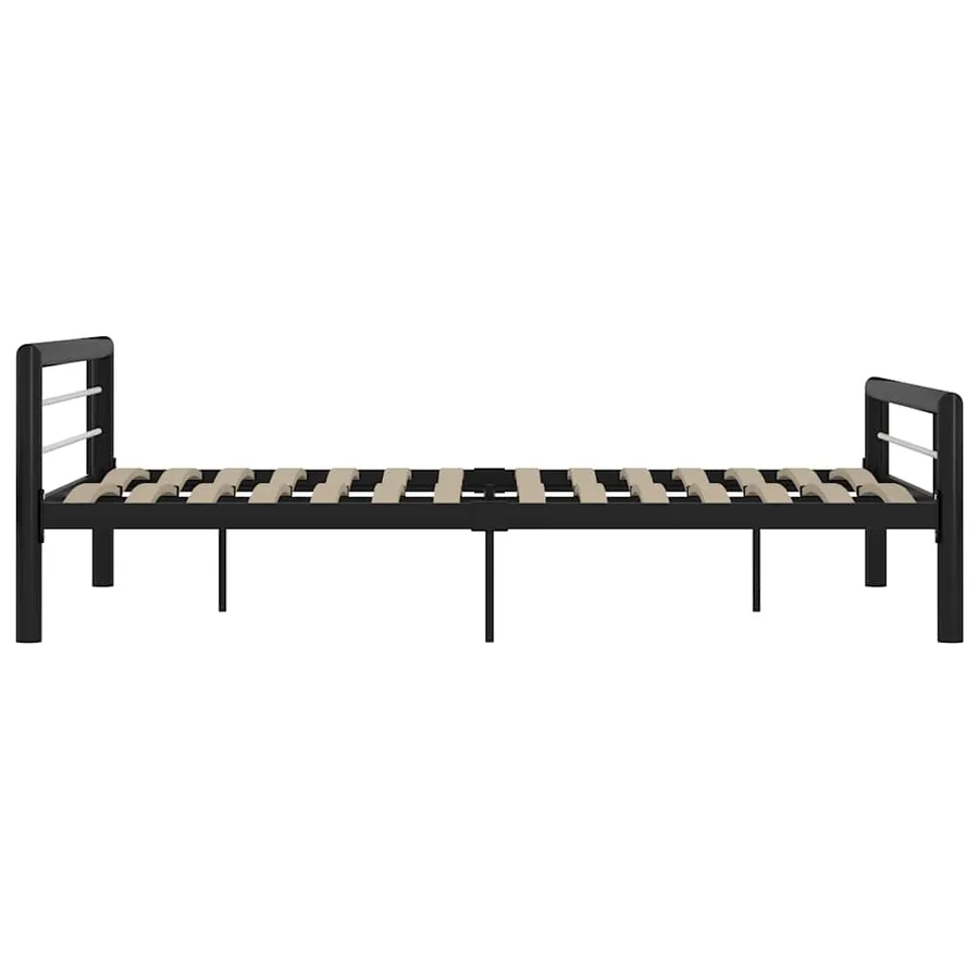 Cadre de lit sans matelas noir et blanc métal 140x200 cm - 4