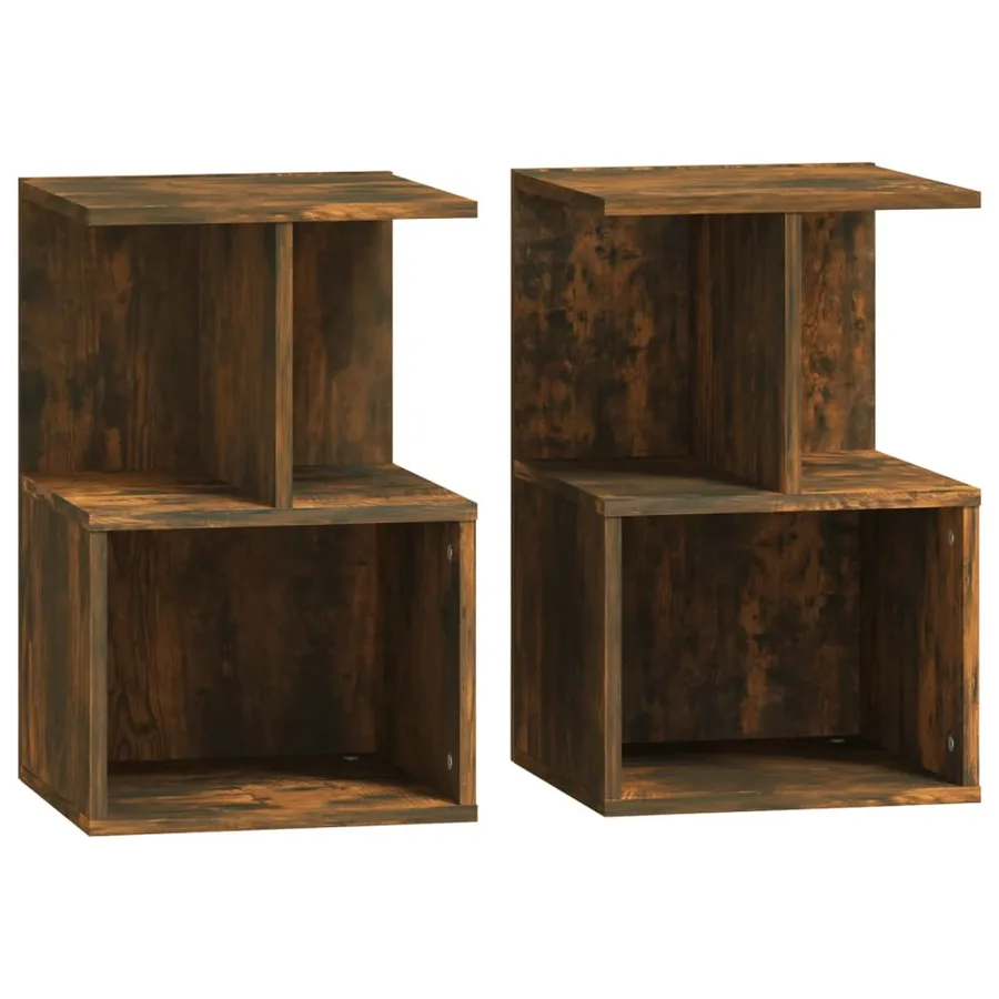 Tables de chevet 2 pcs Chêne fumé 35x35x55 cm Bois d'ingénierie - 2