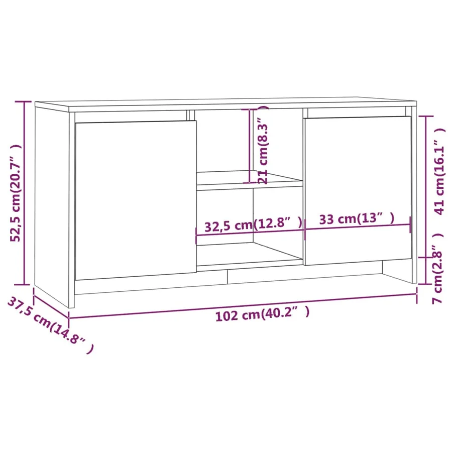Meuble TV Blanc 102x37,5x52,5 cm Bois d'ingénierie - 8