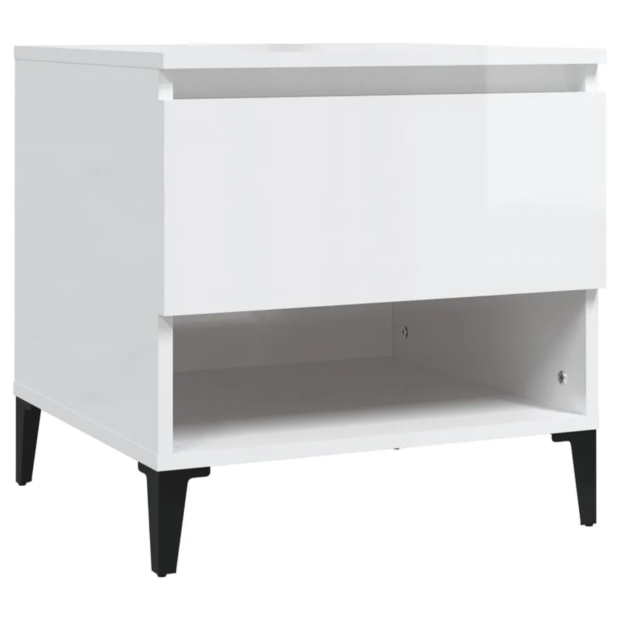Table d'appoint Blanc brillant 50x46x50 cm Bois d'ingénierie - 2