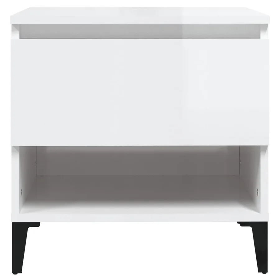 Table d'appoint Blanc brillant 50x46x50 cm Bois d'ingénierie - 6