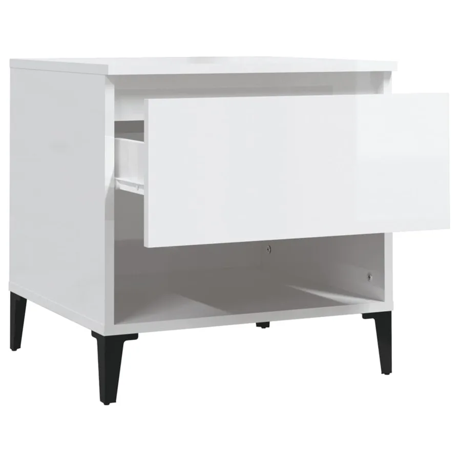 Table d'appoint Blanc brillant 50x46x50 cm Bois d'ingénierie - 7