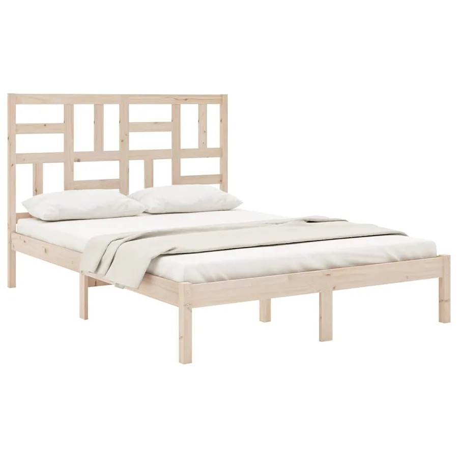 Cadre de lit sans matelas bois massif 140x190 cm - 3