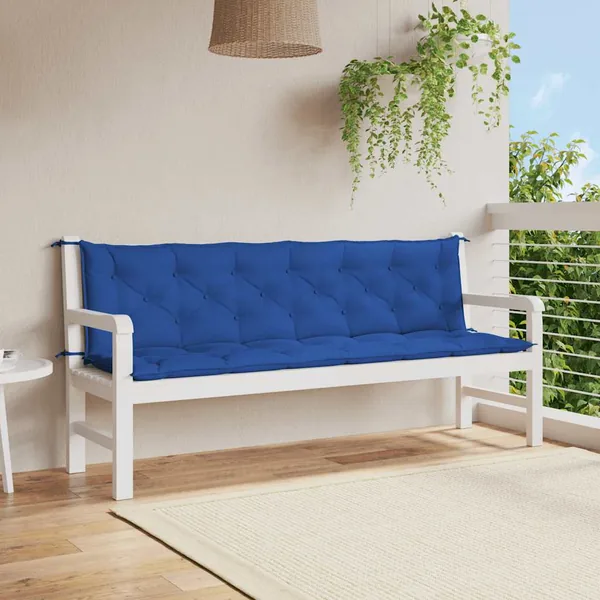 Coussin de banc de jardin bleu 200x(50+50)x7 cm tissu oxford