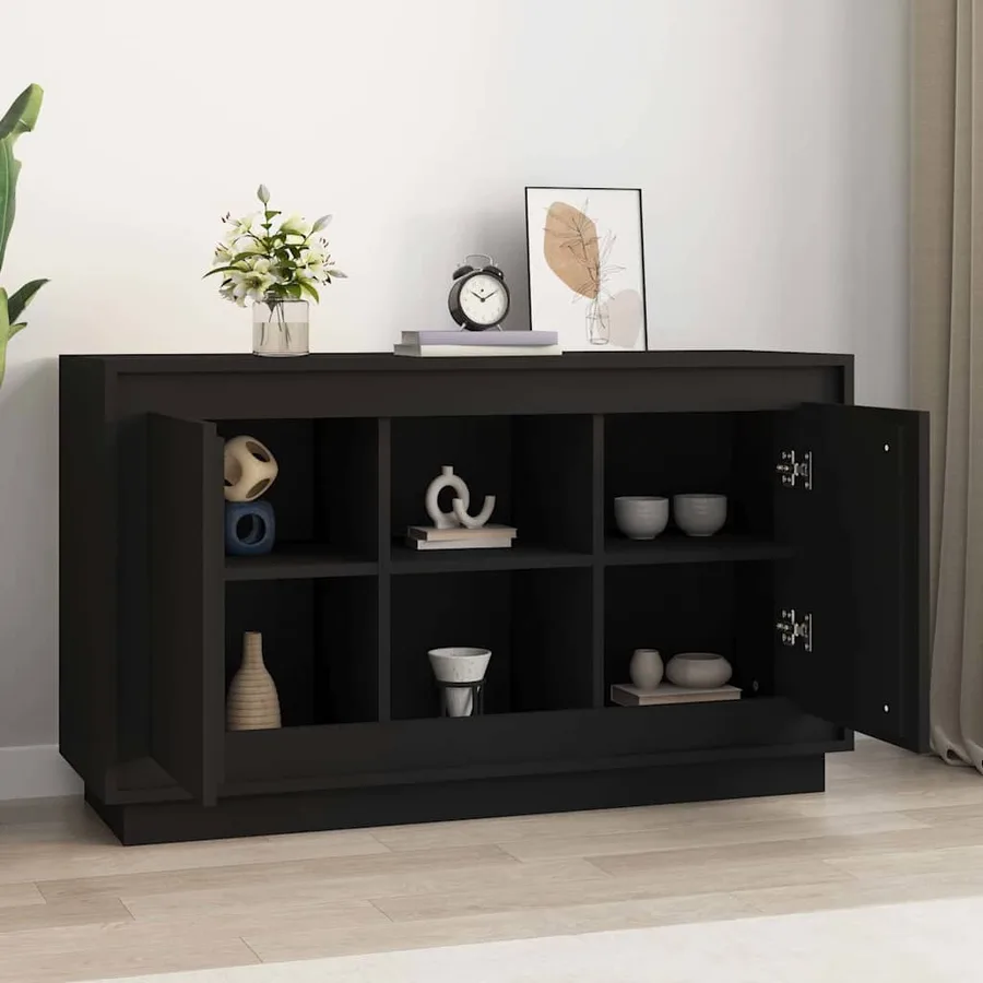 Buffet Noir 102x35x60 cm bois d'ingénierie - 3
