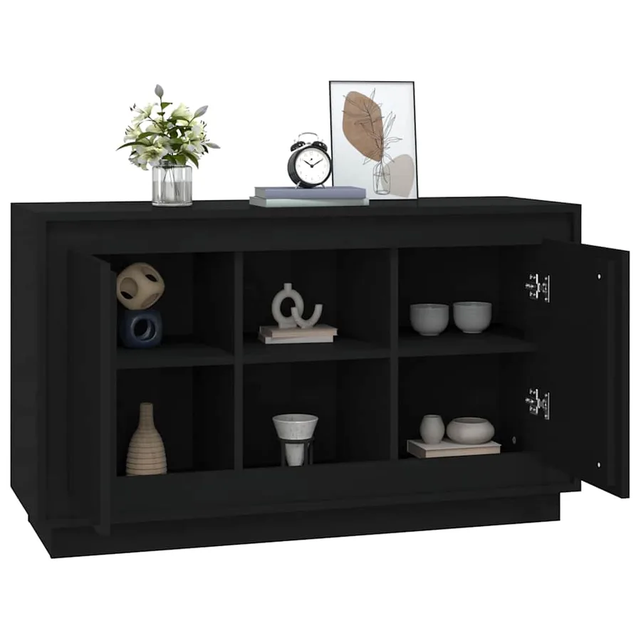 Buffet Noir 102x35x60 cm bois d'ingénierie - 4
