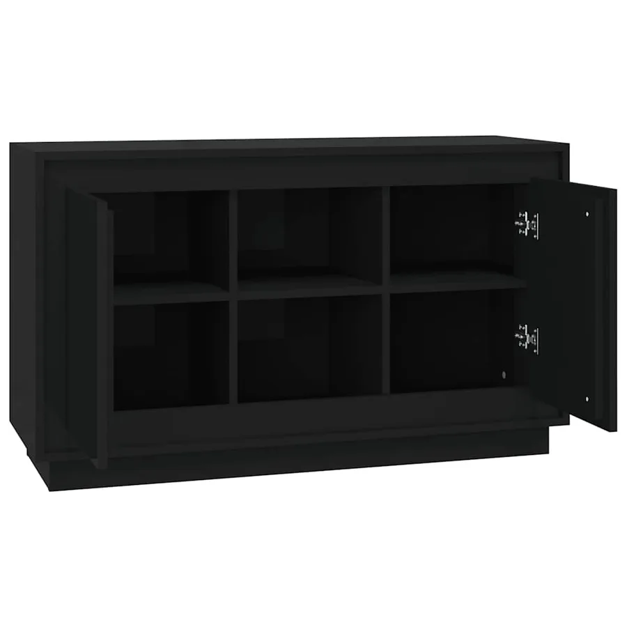 Buffet Noir 102x35x60 cm bois d'ingénierie - 6