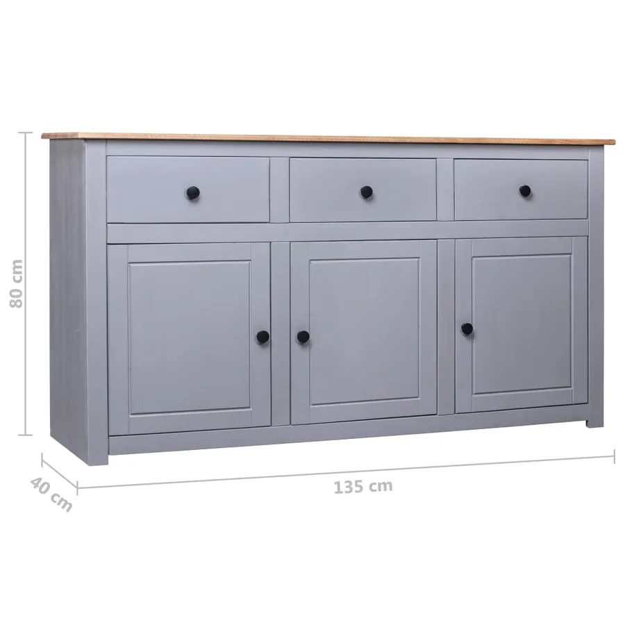 Buffet Gris 135x40x80 cm Pin solide Assortiment Panama - 11