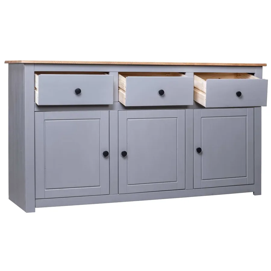 Buffet Gris 135x40x80 cm Pin solide Assortiment Panama - 3
