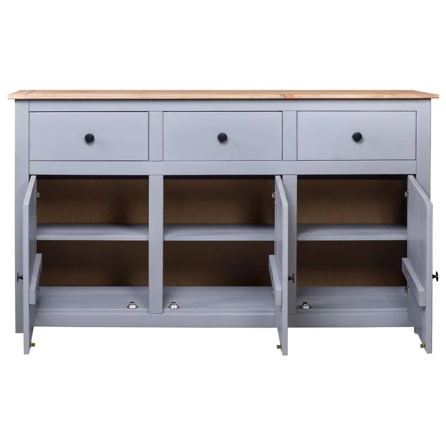 Buffet Gris 135x40x80 cm Pin solide Assortiment Panama - 4